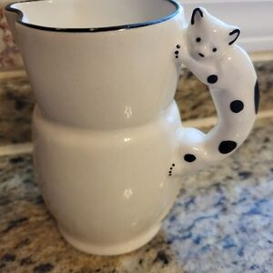 CLEARANCE Charming Cat Handle White Pitcher